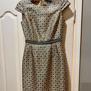 Antonio Melani knee length dress, gold and black, Size 2